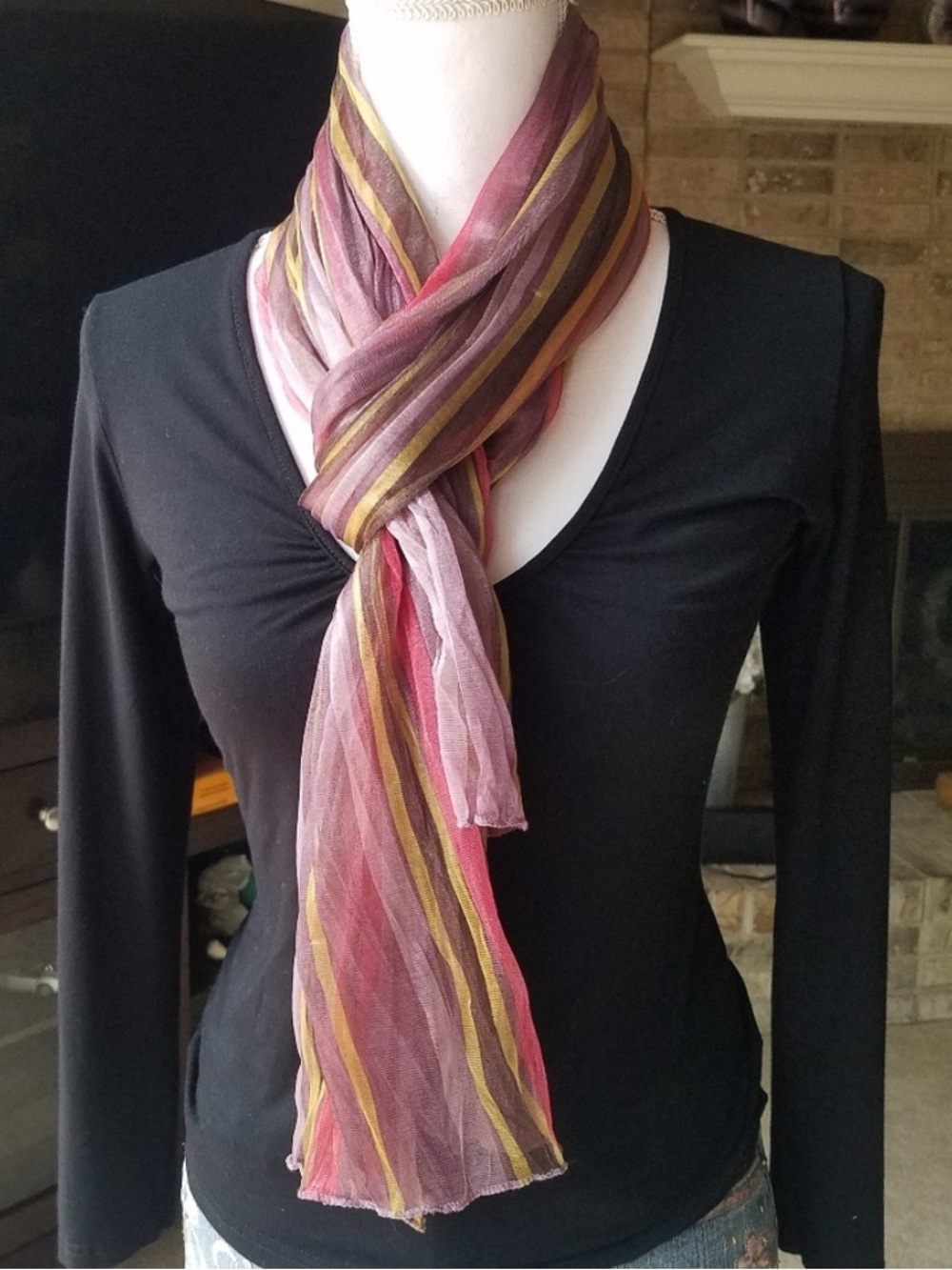 Striped Lilac Pink Multicolored Scarf